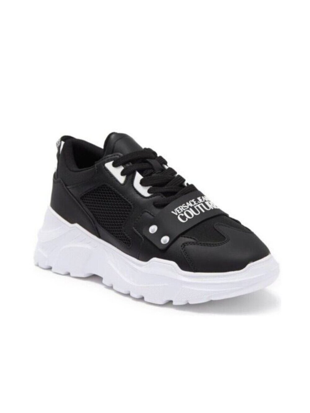 Versace Low-Top Chunky Sneakers in Black & White, Size 42, NEW in Box w/Dust Bag